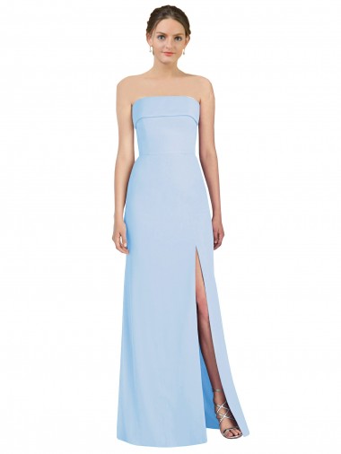 Outlet Sleeveless Soft Chiffon Low Back Trumpet Light Sky Blue Evening Dress Canada