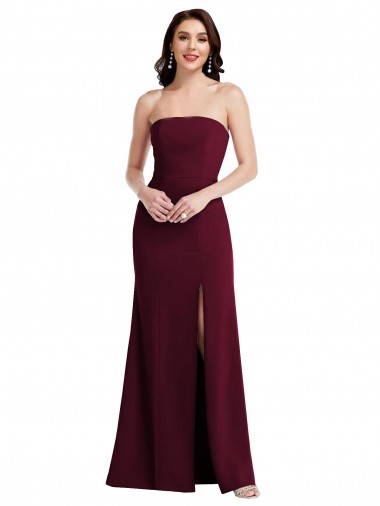 Outlet Sleeveless Stretch Crepe Trumpet Burgundy Gold Semi Formal Evening Dress Canada