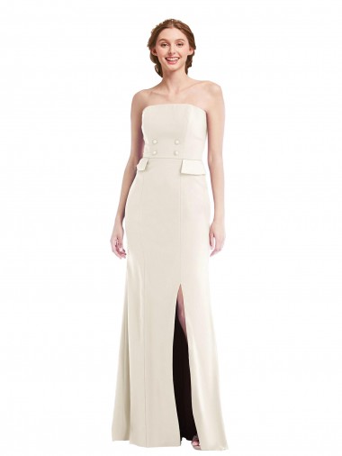 Outlet Sleeveless Stretch Crepe Trumpet Ivory Semi Formal Evening Dress Canada
