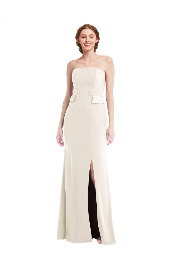 Outlet Sleeveless Stretch Crepe Trumpet Ivory Semi Formal Evening Dress Canada