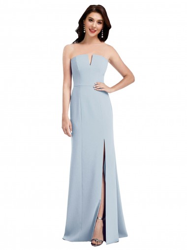 Outlet Sleeveless Stretch Crepe Low Back Trumpet Light Sky Blue Semi Formal Evening Gown Canada