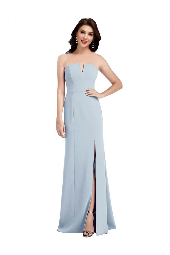 Outlet Sleeveless Stretch Crepe Low Back Trumpet Light Sky Blue Semi Formal Evening Gown Canada
