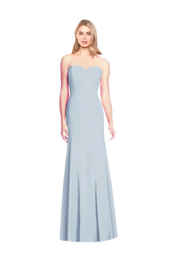 Outlet Sleeveless Stretch Crepe Low Back Trumpet Light Sky Blue Evening Gown Canada