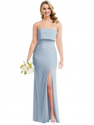 Outlet Sleeveless Stretch Crepe Low Back Trumpet Light Sky Blue Evening Dress Canada