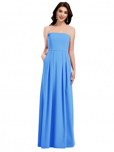 Outlet Sleeveless Stretch Crepe Low Back Trumpet Peacock Blue Semi Formal Evening Dress Canada