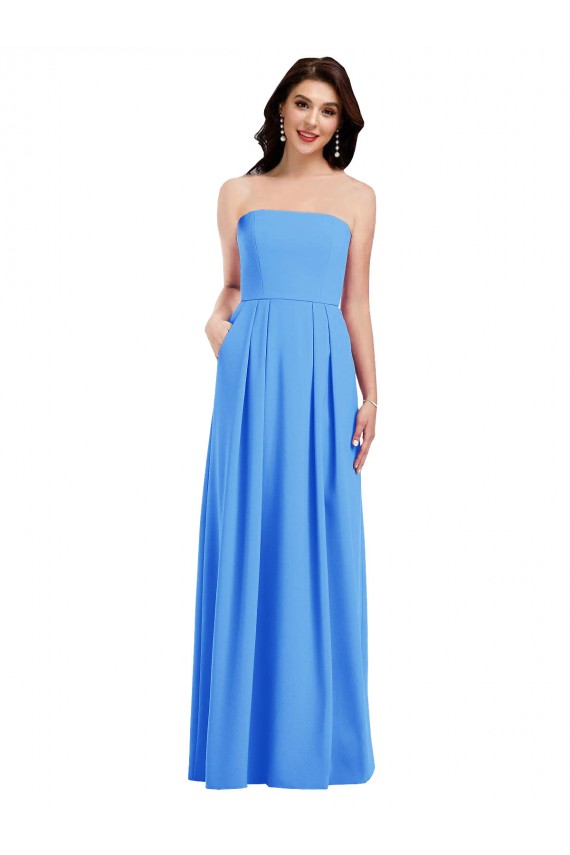 Outlet Sleeveless Stretch Crepe Low Back Trumpet Peacock Blue Semi Formal Evening Dress Canada