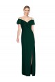 Outlet Cold Shoulder Soft Chiffon Trumpet Ever Green Maxi Evening Dress Canada