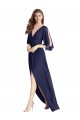 Outlet Sleeveless Soft Chiffon Tie Back Trumpet Dark Navy Maxi Evening Dress Canada