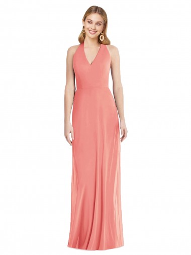 Outlet Sleeveless Soft Chiffon Trumpet Desert Rose Maxi Evening Dress Canada