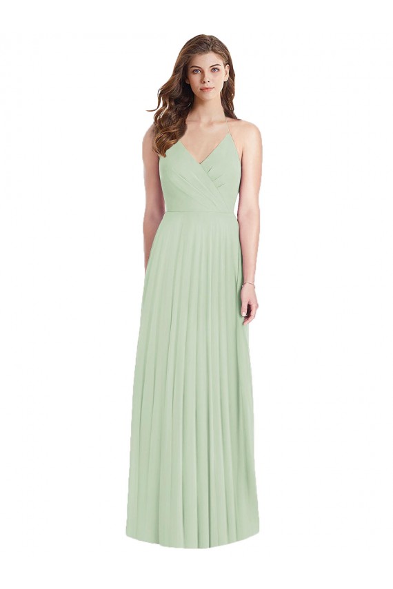Outlet Cold Shoulder Soft Chiffon Trumpet Sage Maxi Evening Dress Canada