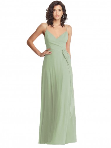 Outlet Sleeveless Soft Chiffon Trumpet Smoke Green Maxi Evening Dress Canada