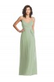 Outlet Sleeveless Soft Chiffon Trumpet Smoke Green Maxi Evening Dress Canada