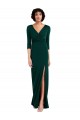 Outlet Long Sleeves Spandex V-Back Trumpet Dark Green Maxi Evening Dress Canada