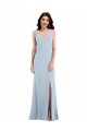 Outlet Sleeveless Stretch Crepe Criss Cross Back Trumpet Light Sky Blue Maxi Evening Gown Canada