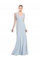 Outlet Sleeveless Stretch Crepe Low Back Trumpet Light Sky Blue Semi Formal Bridal Party Dress Canada