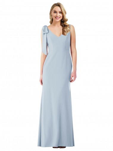 Outlet Sleeveless Stretch Crepe V-Back Trumpet Light Sky Blue Semi Formal Evening Dress Canada