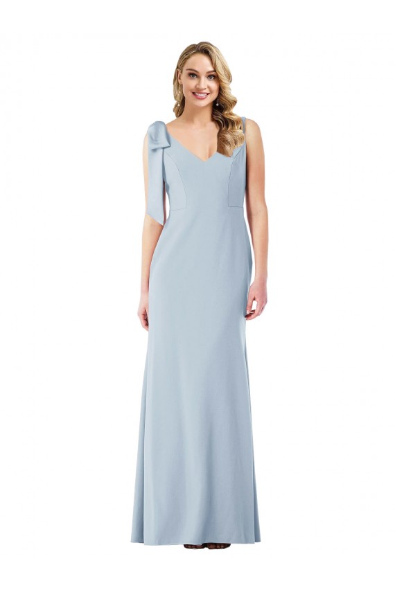 Outlet Sleeveless Stretch Crepe V-Back Trumpet Light Sky Blue Semi Formal Evening Dress Canada