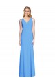 Outlet Sleeveless Stretch Crepe Keyhole Back Trumpet Peacock Blue Semi Formal Evening Dress Canada