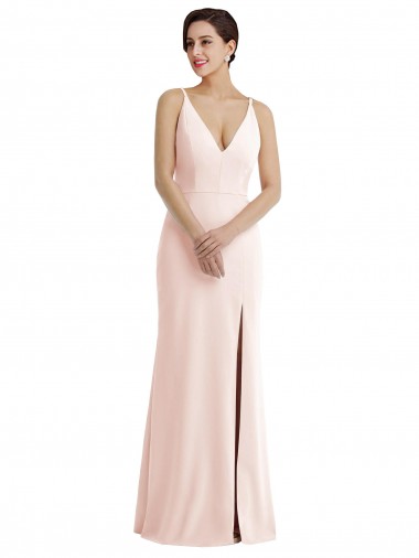 Outlet Sleeveless Stretch Crepe V-Back Trumpet Pink Evening Dress Canada