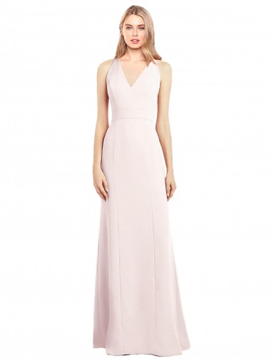 Outlet Sleeveless Stretch Crepe Keyhole Back Trumpet Pink Semi Formal Evening Dress Canada