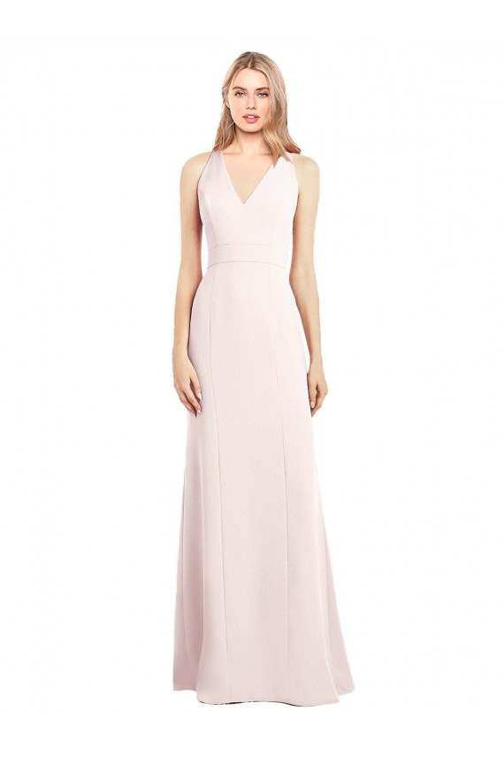 Outlet Sleeveless Stretch Crepe Keyhole Back Trumpet Pink Semi Formal Evening Dress Canada