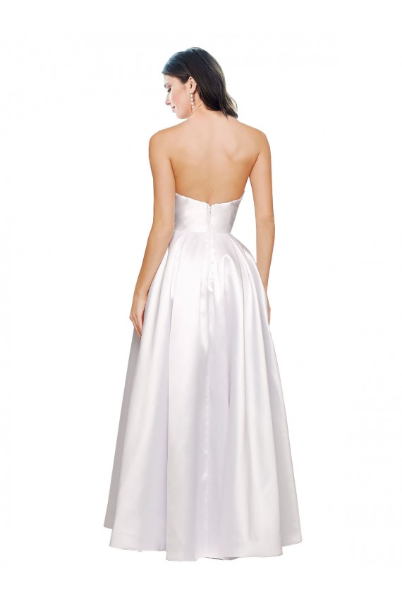 Outlet Sleeveless Stretch Satin Low Back A-Line White Evening Dress Canada