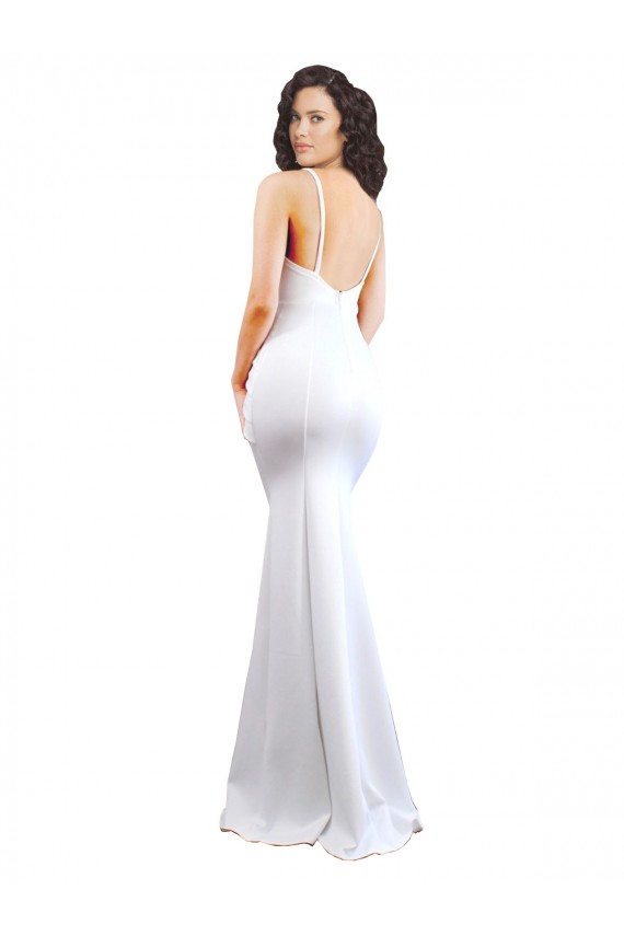 Outlet Sleeveless Stretch Crepe Low Back Mermaid White Sexy Evening Dress Canada