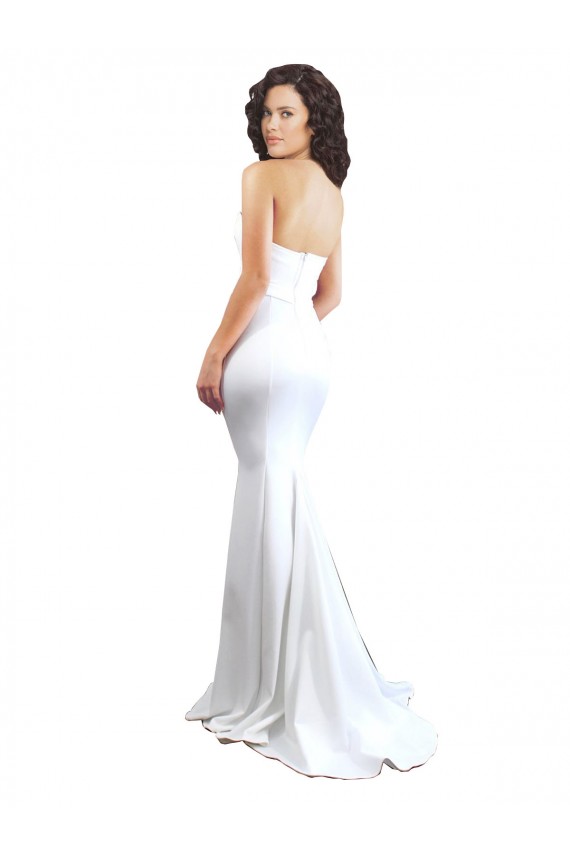 Outlet Sleeveless Stretch Crepe Low Back Mermaid White Evening Dress Canada