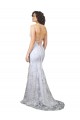 Outlet Sleeveless Stretch Crepe & Sequin Tulle Backless Mermaid White Evening Dress Canada
