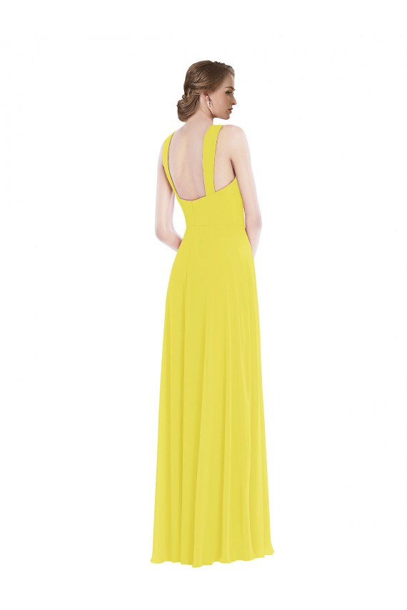 Outlet Sleeveless Soft Chiffon A-Line Yellow Maxi Evening Dress Canada